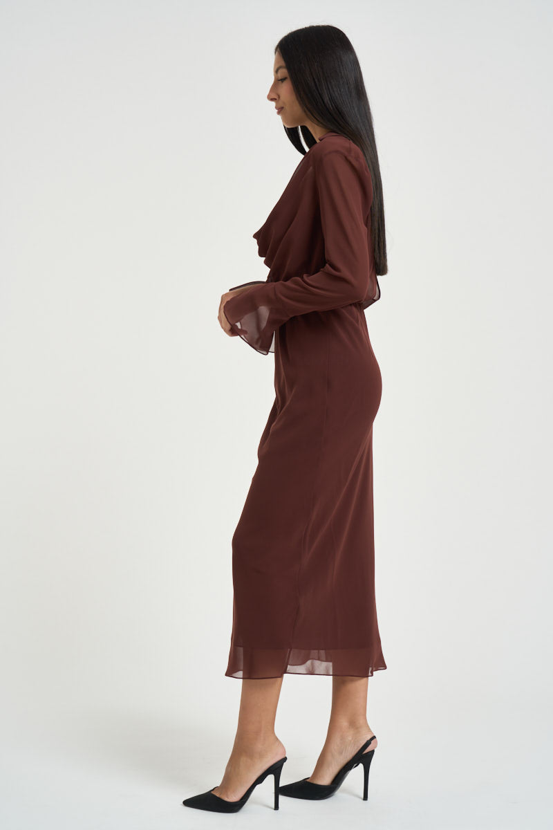 Abito donna midi marrone chiaro 8A0447 A3ZQB887 PATRIZIA PEPE 