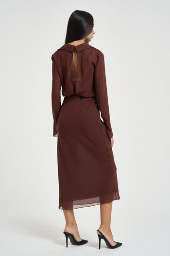 Abito donna midi marrone chiaro - 4