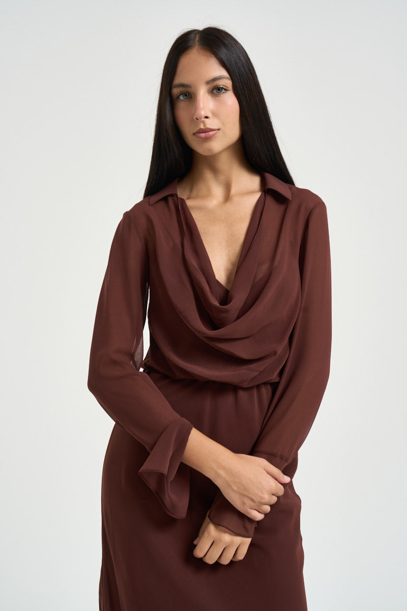 Abito donna midi marrone chiaro 8A0447 A3ZQB887 PATRIZIA PEPE 