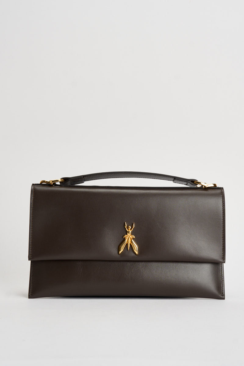 Borsa donna clutch dettaglio gioiello marrone scuro 8B0244 L011B913 PATRIZIA PEPE 