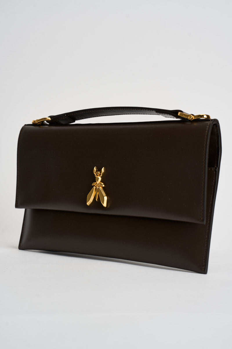 Borsa donna clutch dettaglio gioiello marrone scuro 8B0244 L011B913 PATRIZIA PEPE 