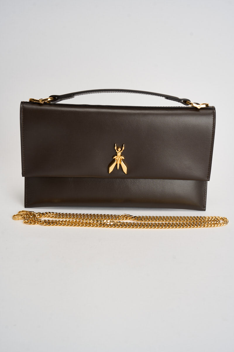 Borsa donna clutch dettaglio gioiello marrone scuro 8B0244 L011B913 PATRIZIA PEPE 