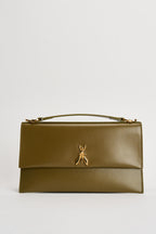 Borsa donna clutch dettaglio gioiello verde oliva 8B0244 L011G647 PATRIZIA PEPE 