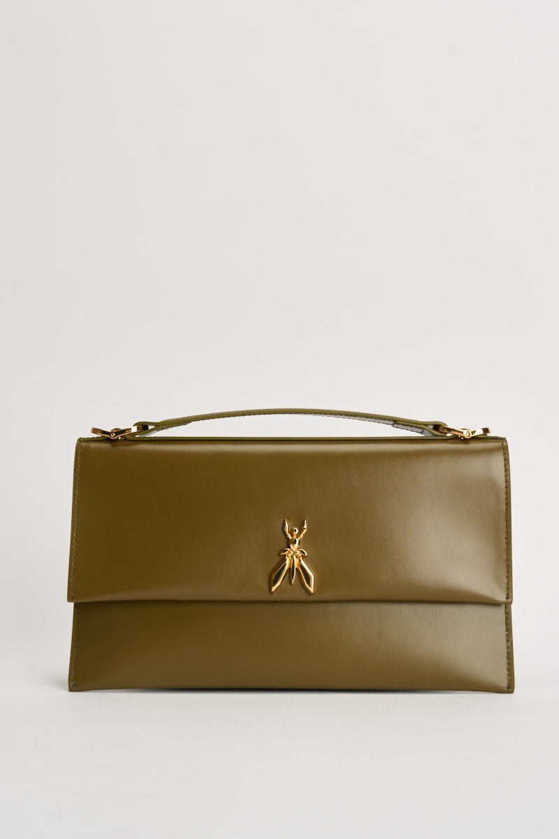 Borsa donna clutch dettaglio gioiello verde oliva 8B0244 L011G647 PATRIZIA PEPE 