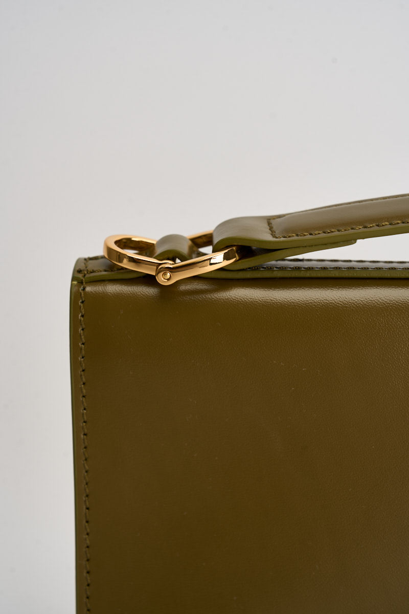 Borsa donna clutch dettaglio gioiello verde oliva 8B0244 L011G647 PATRIZIA PEPE 