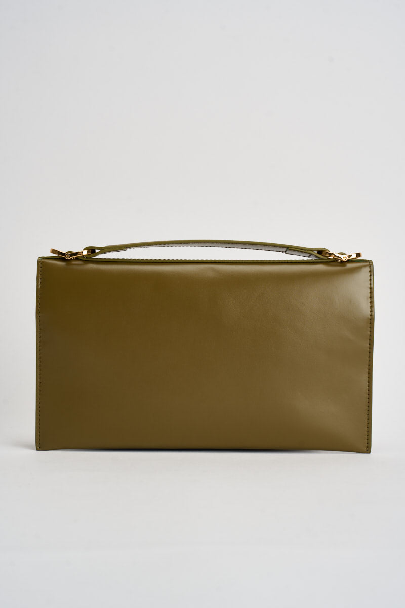 Borsa donna clutch dettaglio gioiello verde oliva 8B0244 L011G647 PATRIZIA PEPE 