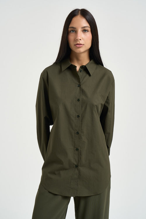 Camicia donna over verde militare - 1