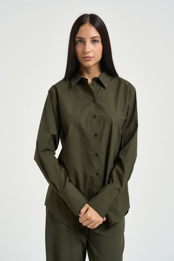 Camicia donna over verde militare - 3