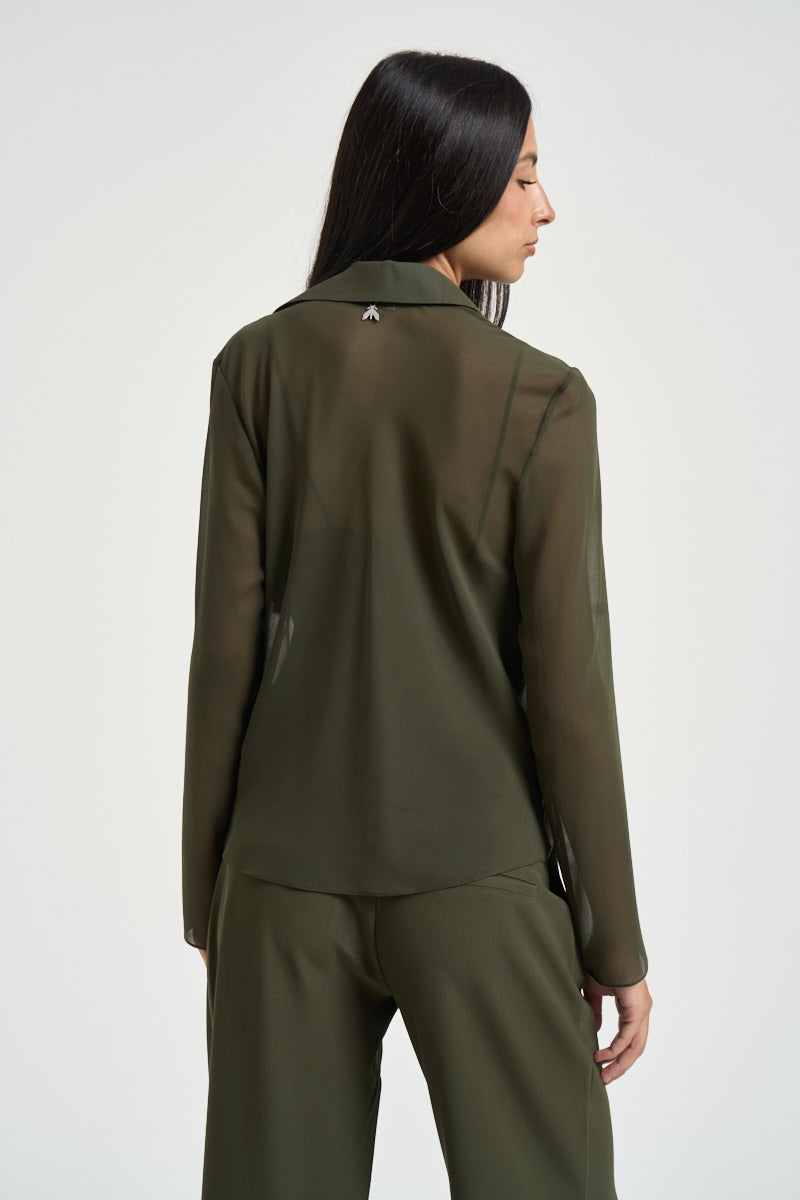 Blusa donna semitrasparente verde oliva 8C0203 A3ZQ-G639 PATRIZIA PEPE 