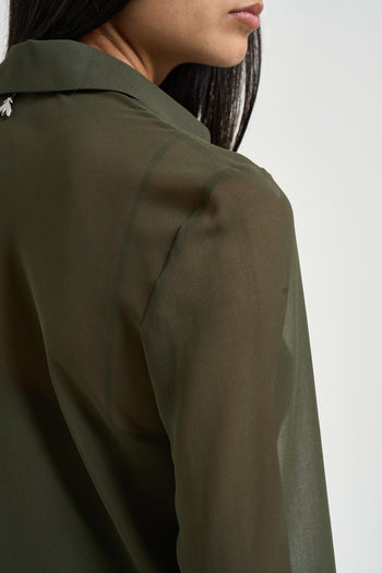 Blusa donna semitrasparente verde oliva - 5