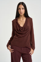 Blusa donna semitrasparente marrone 8C0203 A3ZQB887 PATRIZIA PEPE 
