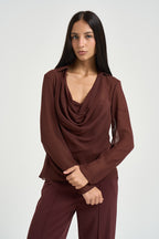 Blusa donna semitrasparente marrone 8C0203 A3ZQB887 PATRIZIA PEPE 