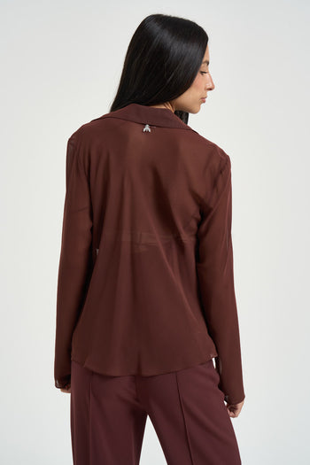 Blusa donna semitrasparente marrone - 4