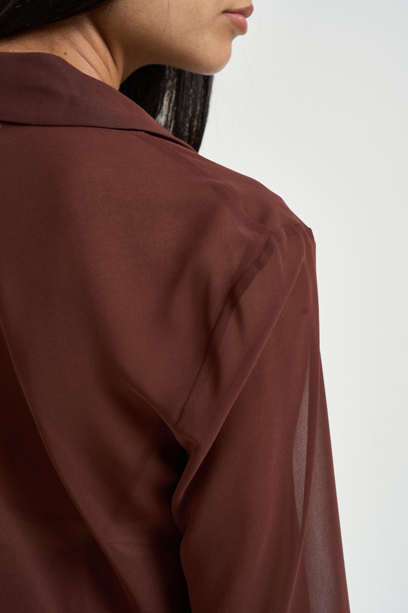 Blusa donna semitrasparente marrone 8C0203 A3ZQB887 PATRIZIA PEPE 