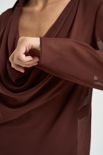 Blusa donna semitrasparente marrone - 6