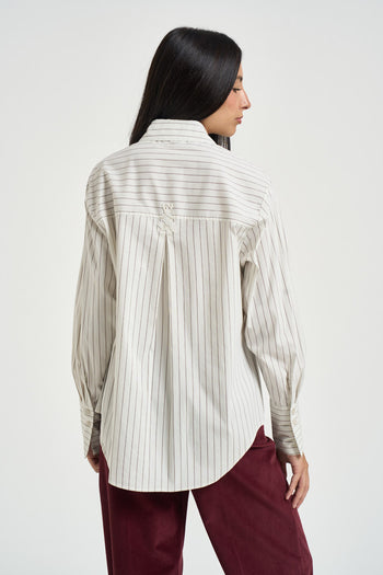 Camicia donna over a righe bianca - 4