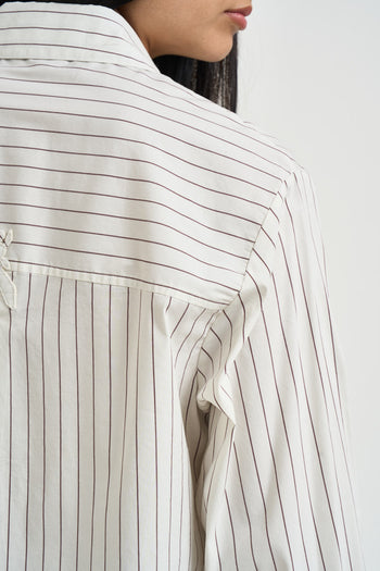 Camicia donna over a righe bianca - 5