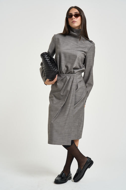 Camicia donna con bottoni sulla spalla grigia - 1