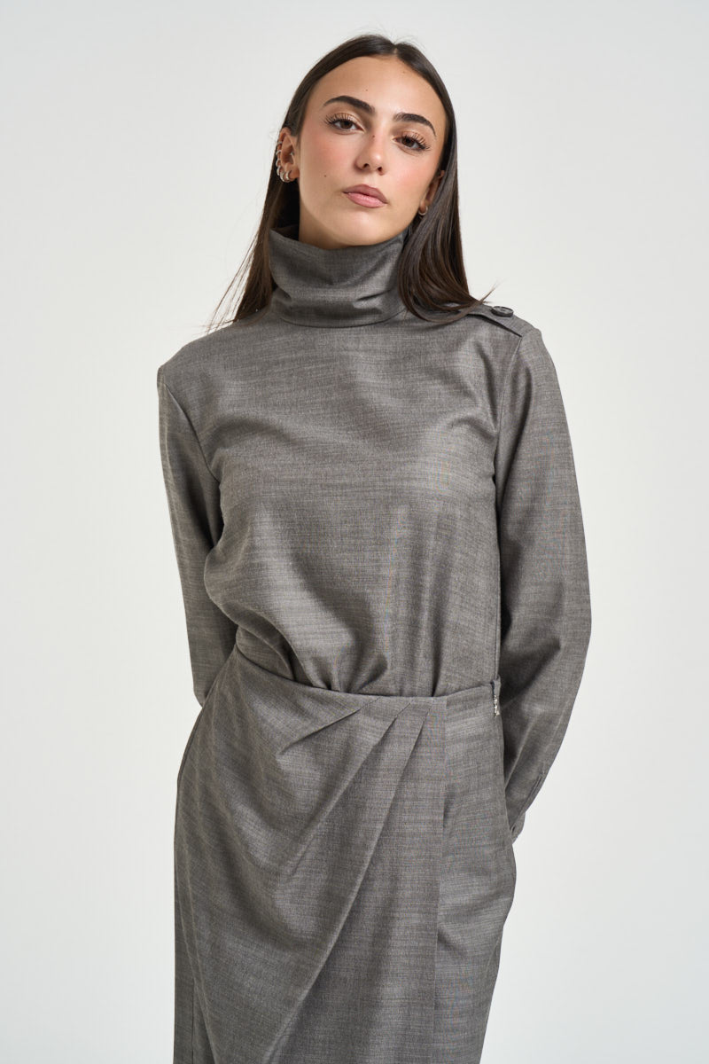 Camicia donna con bottoni sulla spalla grigia 8C0340 C0250S796 PATRIZIA PEPE 