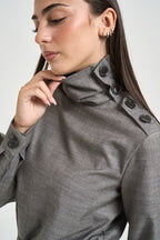 Camicia donna con bottoni sulla spalla grigia 8C0340 C0250S796 PATRIZIA PEPE 