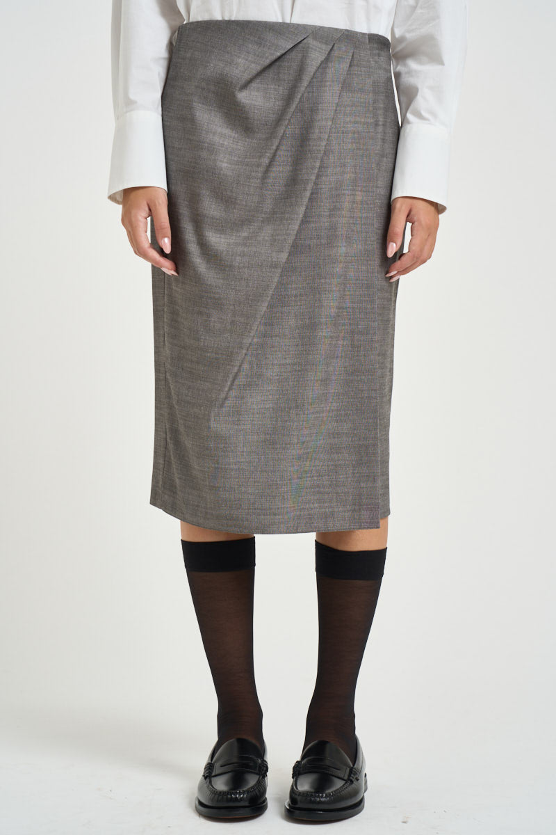 Gonna donna midi con drappeggio grigia 8G0212 C0250S796 PATRIZIA PEPE 