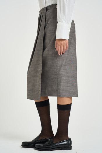 Gonna donna midi con drappeggio grigia - 3