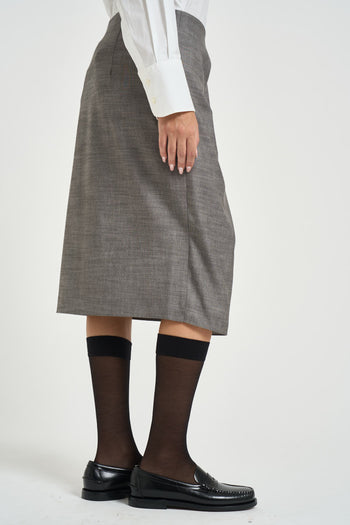 Gonna donna midi con drappeggio grigia - 5