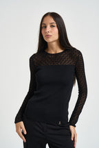 Maglia donna traforata nera 8K0380 KK014K103 PATRIZIA PEPE 