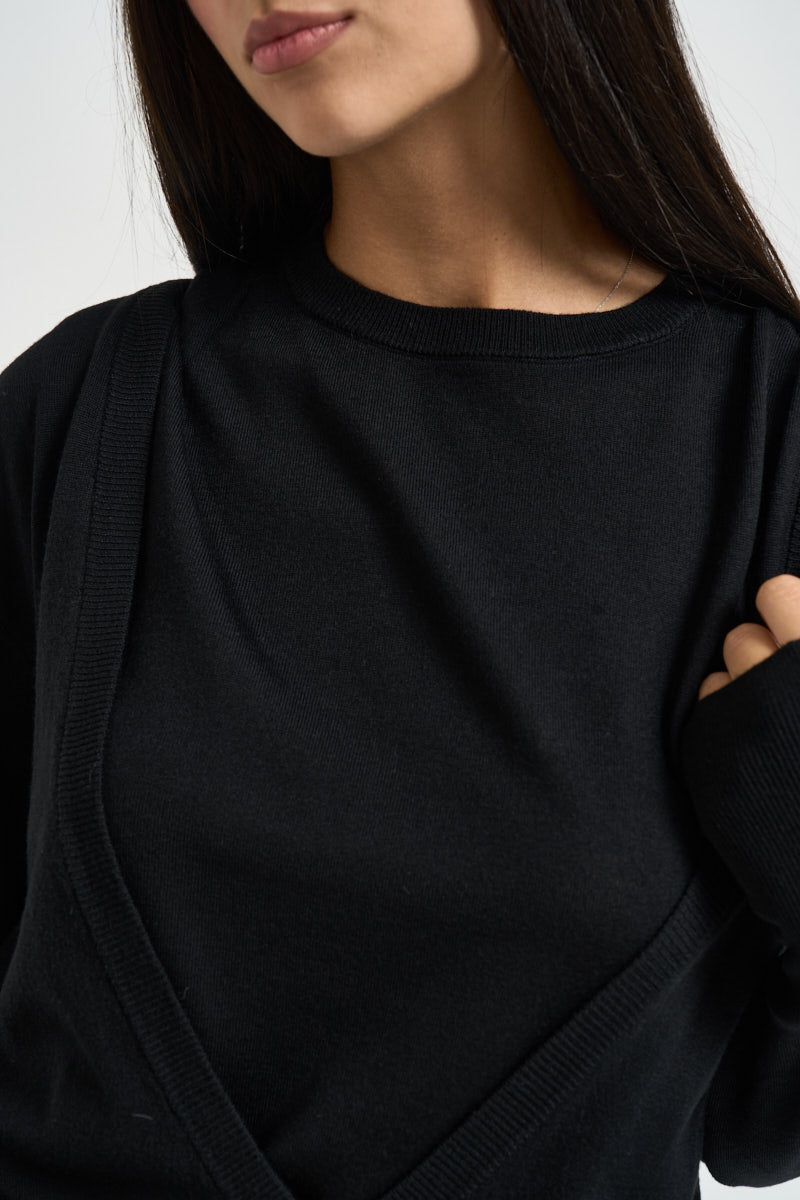 Maglia donna in pura lana nera 8K0426 KM36K103 PATRIZIA PEPE 