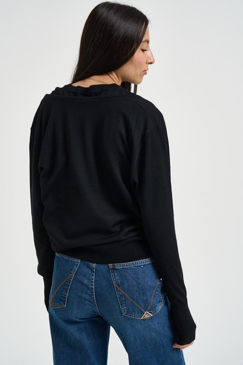 Maglia donna in pura lana nera 8K0426 KM36K103 PATRIZIA PEPE 