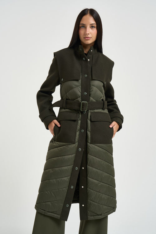 Piumino donna lungo verde militare - 2
