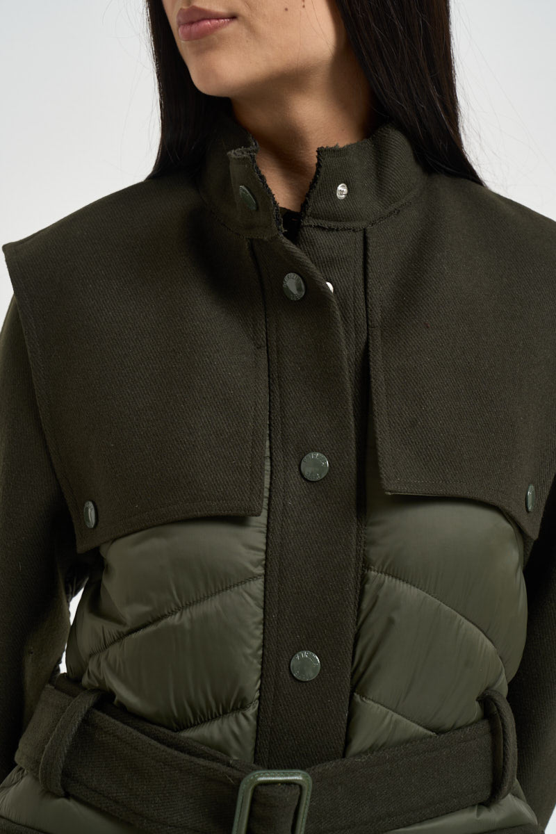 Piumino donna lungo verde militare 8O0053 C7998-G639 PATRIZIA PEPE 