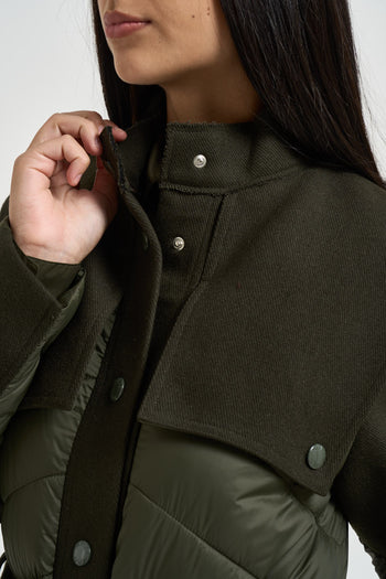 Piumino donna lungo verde militare - 5