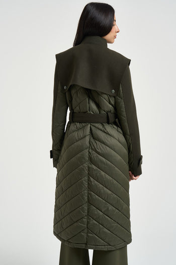 Piumino donna lungo verde militare - 6