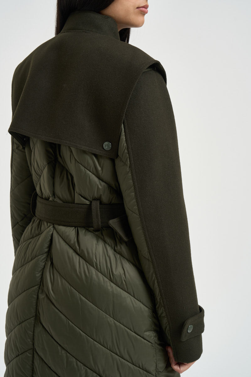 Piumino donna lungo verde militare 8O0053 C7998-G639 PATRIZIA PEPE 