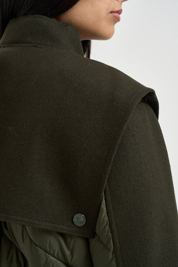 Piumino donna lungo verde militare - 8