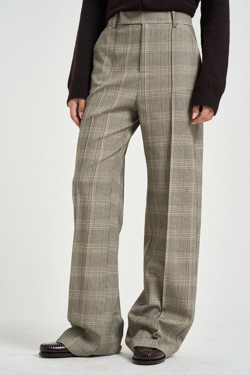 Pantalone donna sartoriale check grigio
