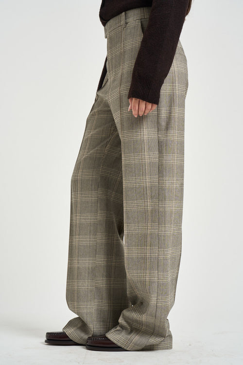 Pantalone donna sartoriale check grigio - 2