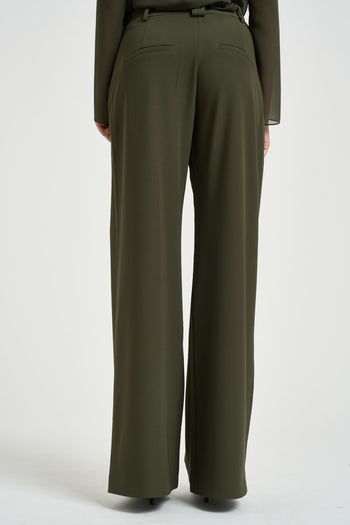 Pantalone donna con pinces verde oliva - 3