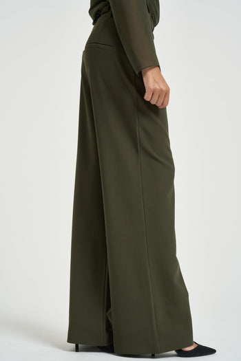Pantalone donna con pinces verde oliva - 4