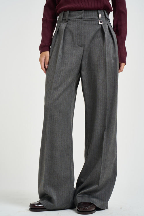 Pantaloni donna con pinces grigio antracite