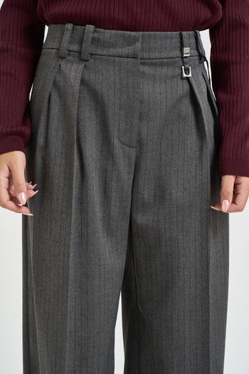 Pantaloni donna con pinces grigio antracite - 4