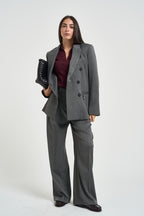 Blazer donna doppiopetto gessato grigio antracite 8S0079 C0238J528 PATRIZIA PEPE 