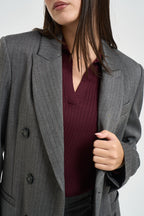 Blazer donna doppiopetto gessato grigio antracite 8S0079 C0238J528 PATRIZIA PEPE 