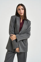 Blazer donna doppiopetto gessato grigio antracite 8S0079 C0238J528 PATRIZIA PEPE 