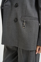 Blazer donna doppiopetto gessato grigio antracite 8S0079 C0238J528 PATRIZIA PEPE 