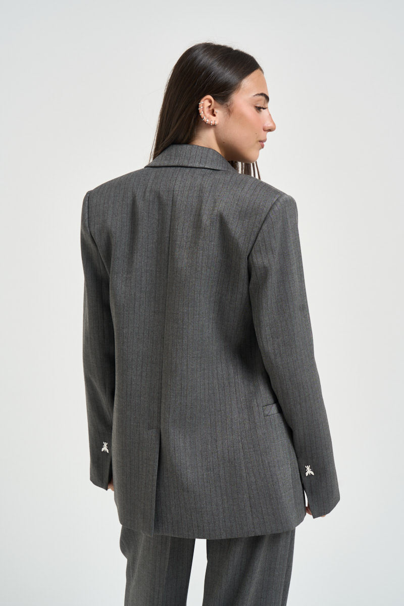 Blazer donna doppiopetto gessato grigio antracite 8S0079 C0238J528 PATRIZIA PEPE 