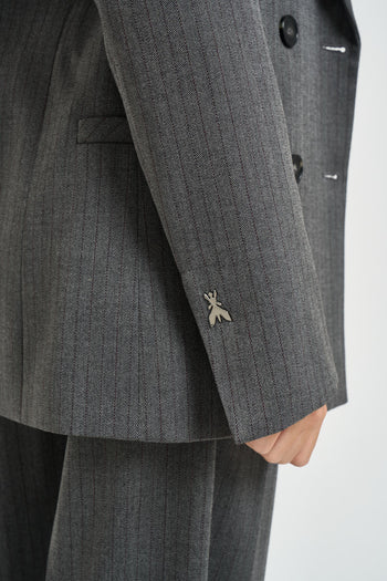Blazer donna doppiopetto gessato grigio antracite - 8