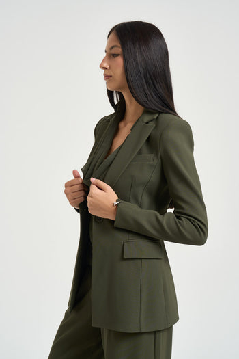 Giacca donna monopetto verde oliva - 3