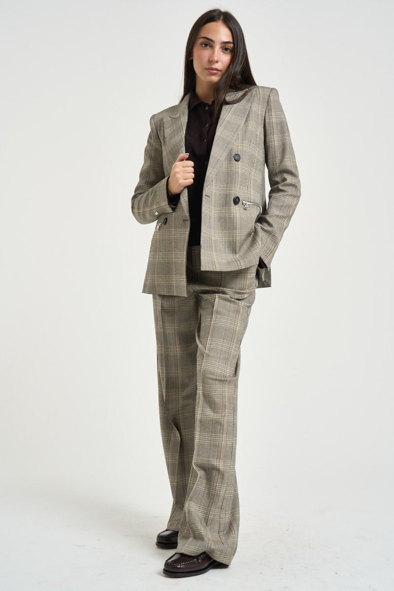 Giacca donna doppiopetto check grigio 8S0089 C8003F603 PATRIZIA PEPE 